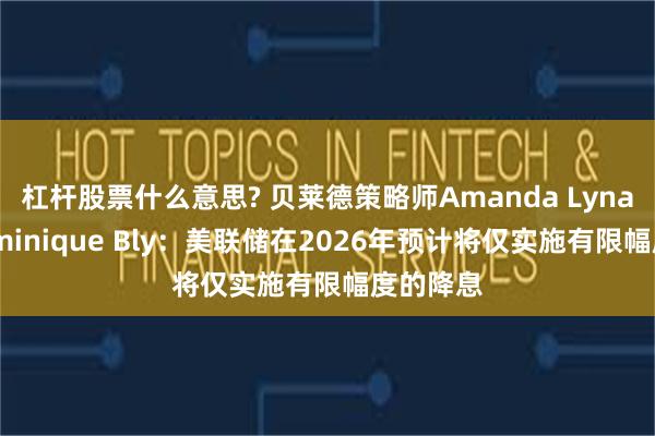 杠杆股票什么意思? 贝莱德策略师Amanda Lynam和Dominique Bly：美联储在2026年预计将仅实施有限幅度的降息